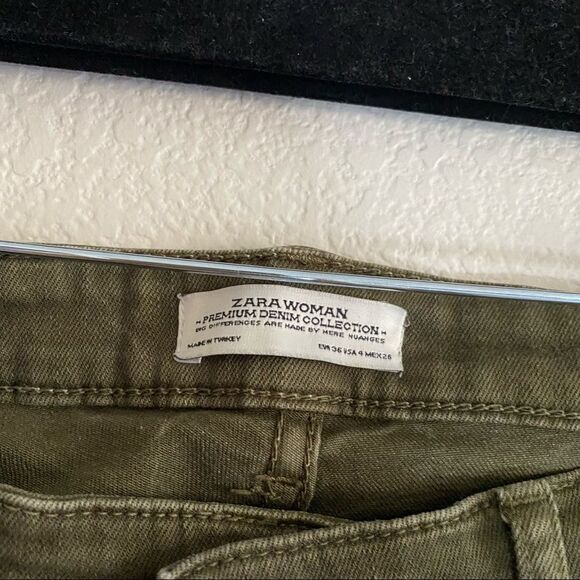 Zara Woman Premium Denim Collection Army Green Distressed Skinny Jeans - Picture 10 of 11